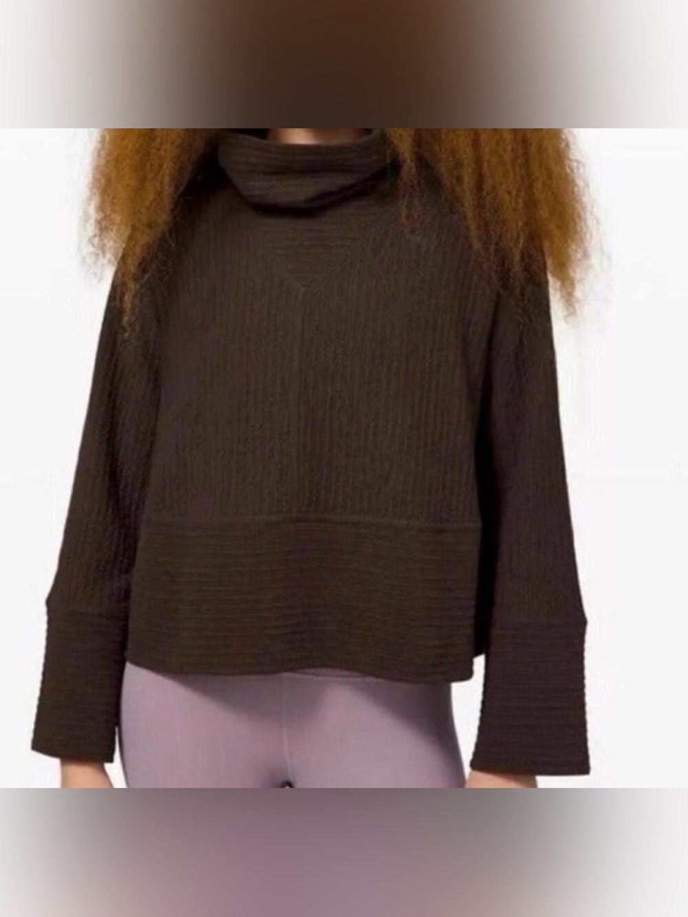 lululemon athletica Brown Textured Cowl Neck Sweater